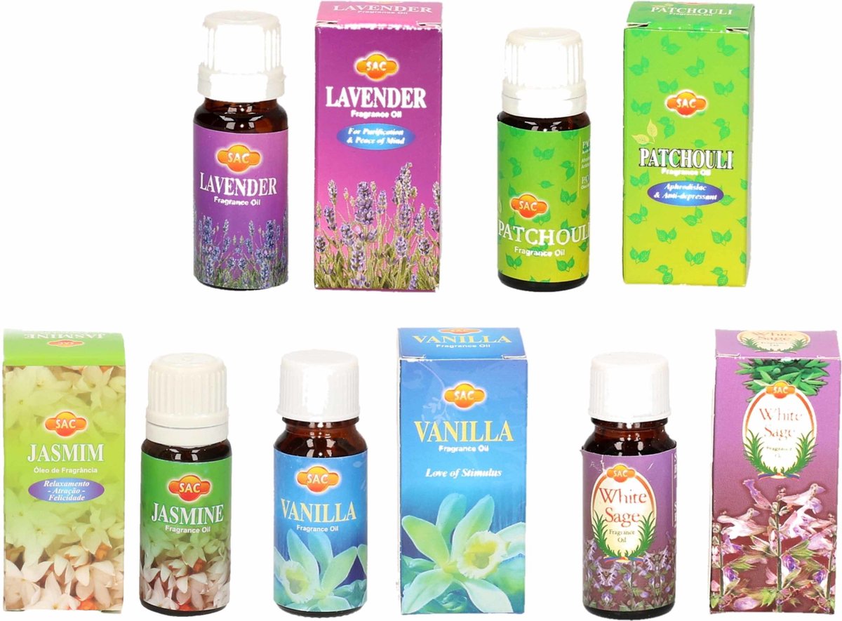 Goedkoopste Setje geurolie potjes 5x stuks diverse geuren van 10 ml voor in een oliebrander - aroma olieen