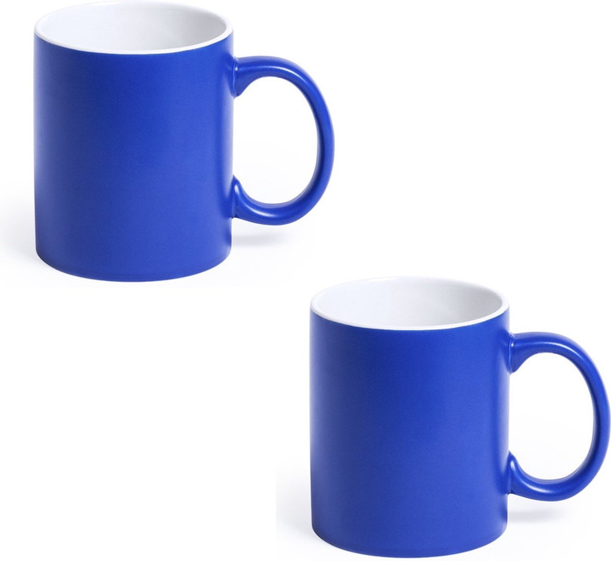 Koffiemok en Drinkbeker Allegra - 2x - blauw/wit - 350 ml - Keramiek - Mokken