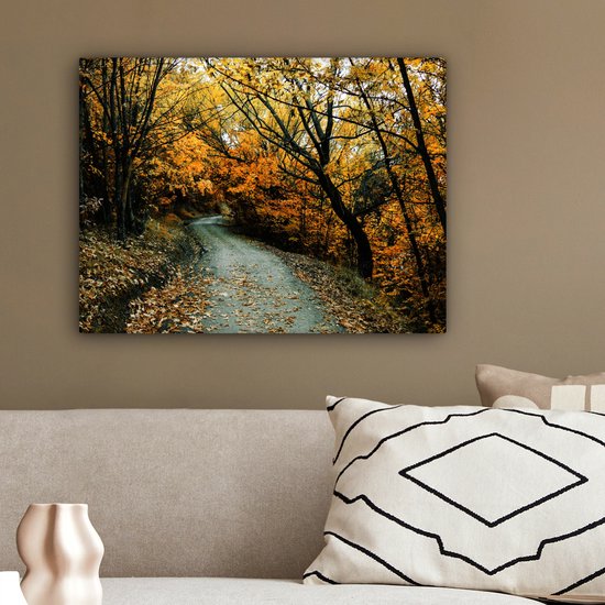 Toile Peinture Feuilles - Automne - Forêt - 40x30 cm - Décoration murale