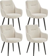 Bol.com Colenis® - Urban Eetkamerstoel - Set Van 4 - Beige - Geweven Stof - Industrieel aanbieding