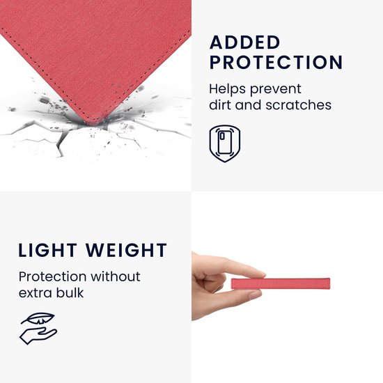 kwmobile e-reader hoesje geschikt voor Kobo Aura H2O Edition 2 hoes - E reader flip case met magneetsluiting - Ereader cover - Denim design in rood van Merkloos — afbeelding 5