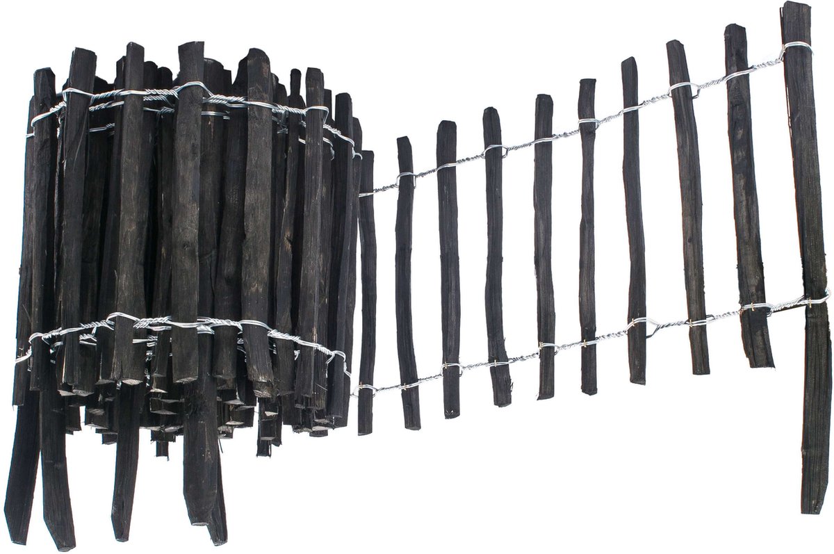 BOGATECO Hazelnoot Rolhekwerk 60 x 500 cm - Lattenafstand 4-5 cm - Geïmpregneerd - Duurzame Tuinafscheiding & Rolhek - Zwart