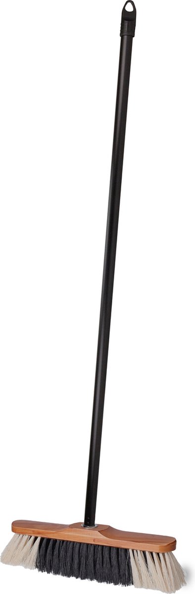 Goedkoopste Brumag bezem voor binnen - houten bezemkop bruin - breedte 28 cm - steel 130 cm - alle vloeren - zachte haren - kunststof steel