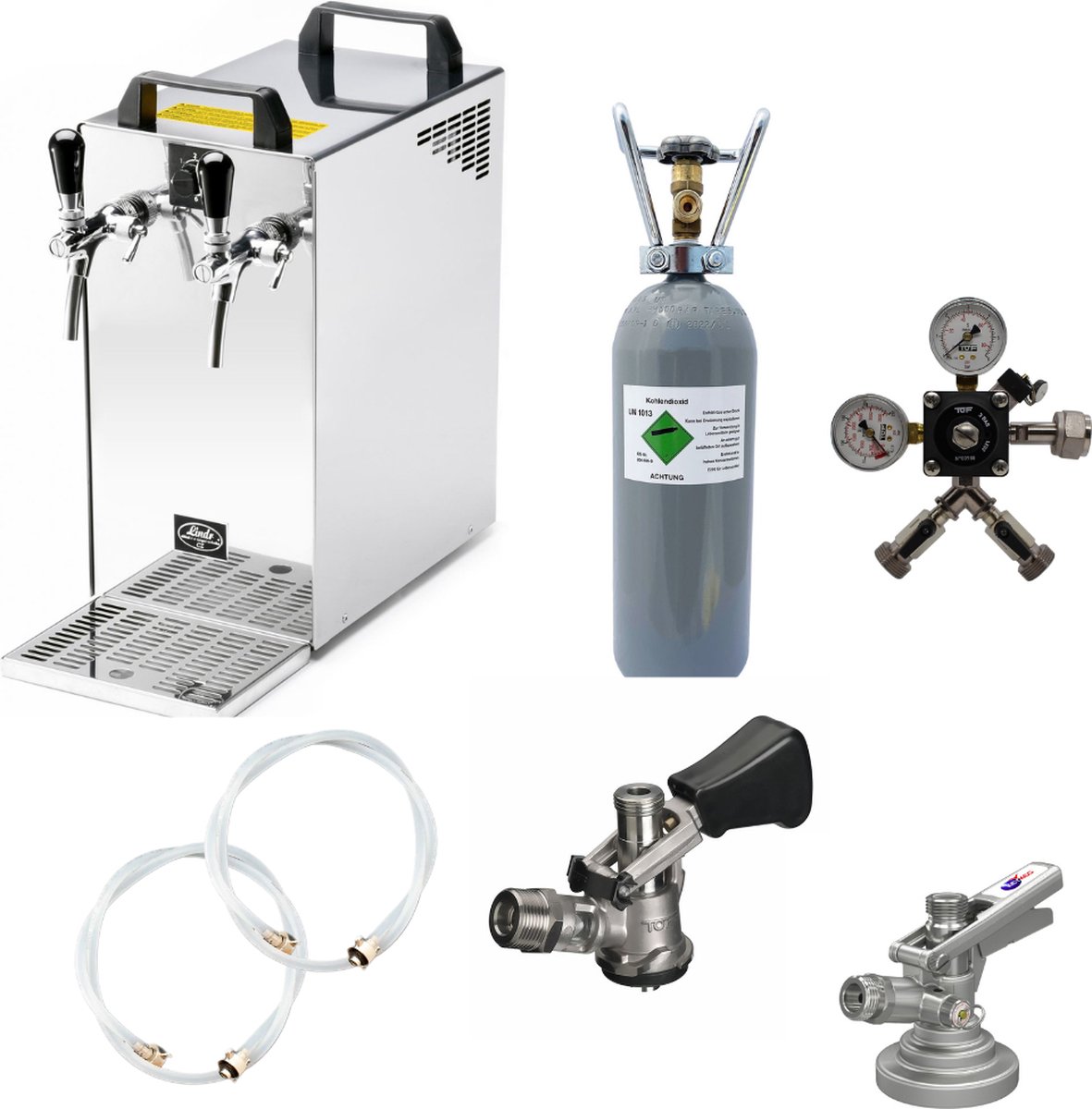 Complete set - Biertap - Kontakt 40 - 2-kraans, 50 liter/u - met Fustkoppeling Type D, KeyKeg