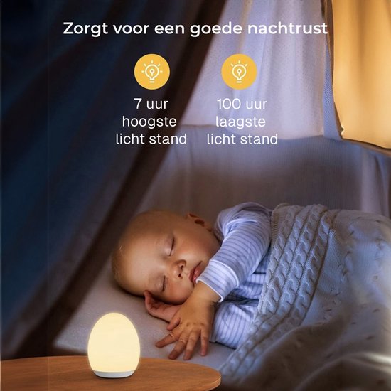 BALORS® Oplaadbaar Nachtlampje met afstandsbediening, Voor Baby, kinderen en volwassenen – Wit Warm licht en 8 RGB kleuren – dimbaar – touch control - Draadloos – Timer- en geheugenfunctie – USB Oplaadbaar Nachtlampje van BALORS® — afbeelding 3