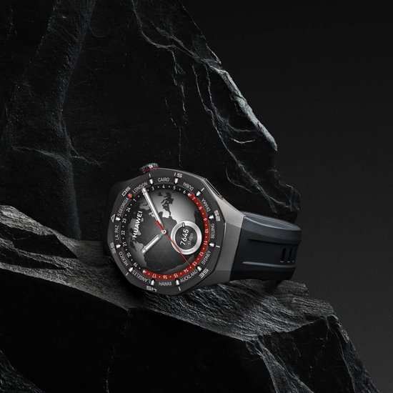 HUAWEI WATCH GT5 Pro 46mm Zwart Fluoroelastomeer Horlogeband - Ondersteuning van Golf en Duiken van 40 meter- Verbeterd 24/7 gezondheidsbeheer - Tot 2 weken batterijduur - Compatibel met iOS & Android