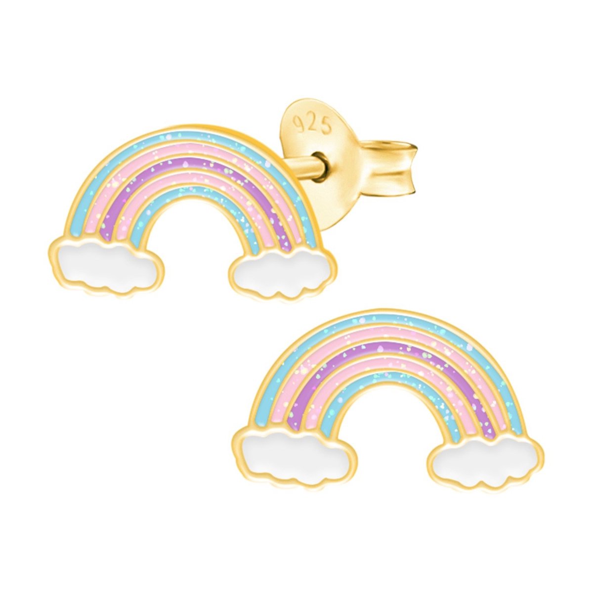WeLoveSilver - oorstekers kind - regenboog pastel & glitter - zilver