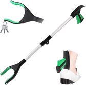 Igoods Bras de préhension – Pince à déchets à tête rotative – Helping Hand pliable – Aide à la préhension en aluminium – Bâton de préhension pour déchets et litières – Vert