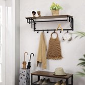 MIRA Home - Wandkapstok - Kapstok - Bruin - Zwart - Spaanplaat - Staal - 30x88x27