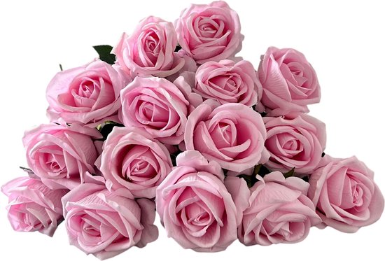 La Rose 15 pièces Fleurs artificielles pour Vases – Fausses fleurs en soie pour l'extérieur et les mariages – Bouquet de roses éternelles – Décoration de fleurs artificielles parfaite pour hôtels, salons, chambres, bureaux et fêtes de mariage – Rose