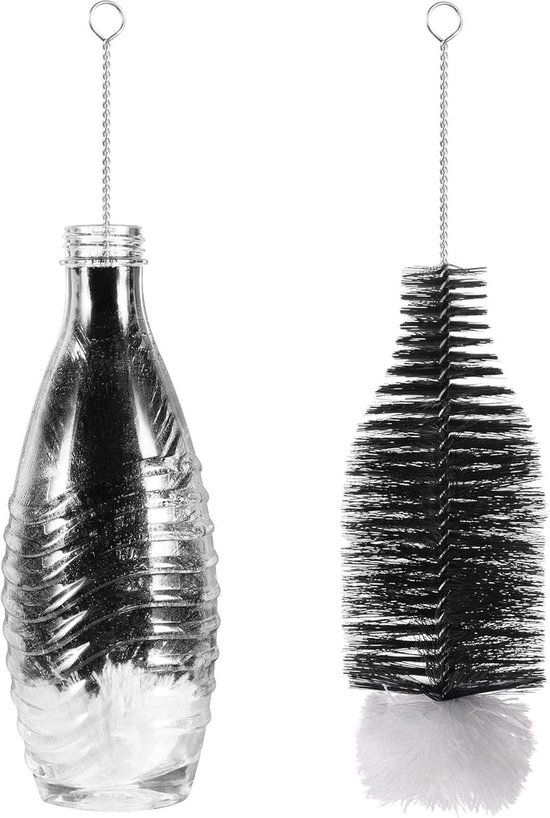 33 cm flessenborstel Compatibel met glas- en kunststofflessen voor koolzuurhoudend water, koolzuurwater borstel, Sodastream reinigingsborstel, Heeft