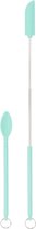EASTWALL Spatty - Mini spatule - Racloir bouteille extensible - Lot de 2 - Racloir pot en silicone - Extensible jusqu'à 250 mm - Convient aussi bien aux produits alimentaires qu'aux produits de beauté - Vert