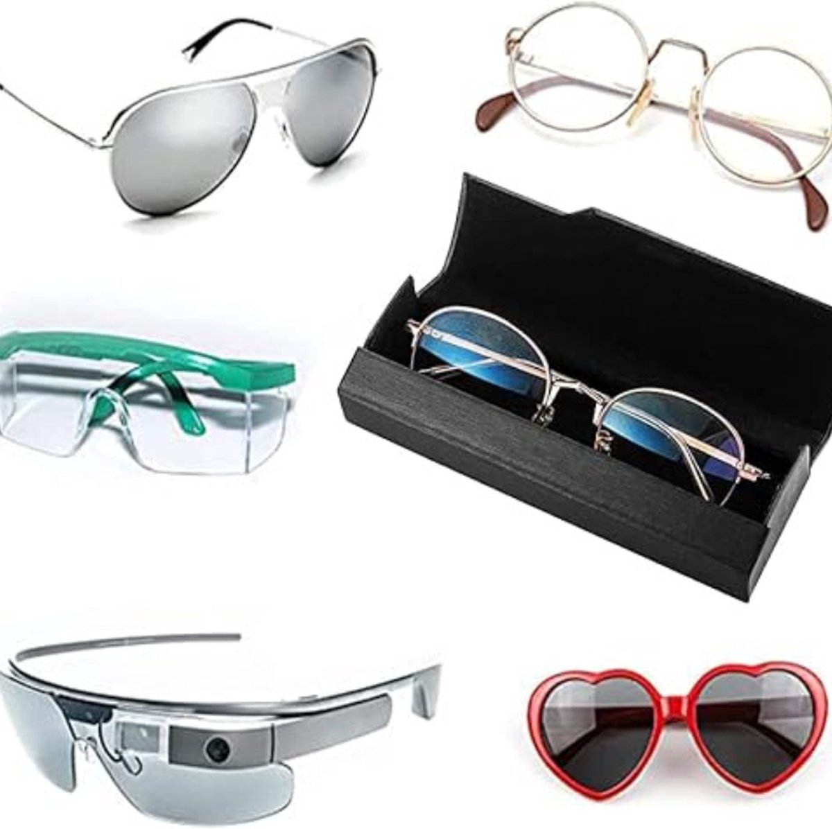 MoKo Harde brillenkoker, hardcase brillenbox, krasbestendige zonnebril, leesbril, harde schaal, brillenorganizer met zachte binnenvoering en brillendoek, brillenopslag voor dames en heren, zwart