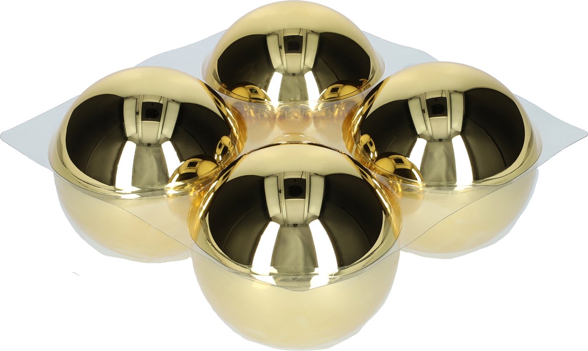 Glazen kerstballen - Set van 4 stuks/100mm - Luxe kerst decoratie - Sfeervolle kerstversiering voor in de kerstboom - Glas - Bright Gold Glans - Goud – foto 6