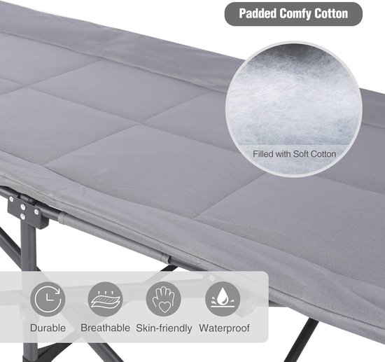 REDCAMP Veldbed, inklapbaar, extra breed, 71 cm, draagvermogen 226 kg, stabiel, opvouwbaar, logeerbed voor tenten, wandelen, reizen, strand, tuin, zwart