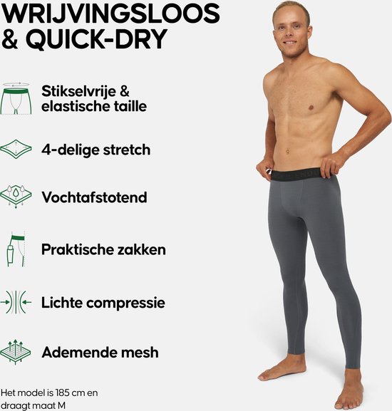 Pantalon de compression DANISH ENDURANCE - Homme - Couche de base pour l'entraînement - Set de 2 - Zwart et Grijs - L