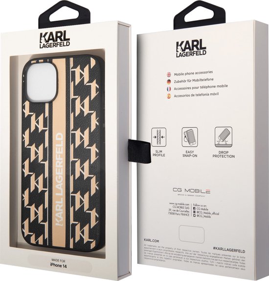 Coque arrière à rayures Monogram Karl Lagerfeld - Apple iPhone 14 (6,1") - Marron