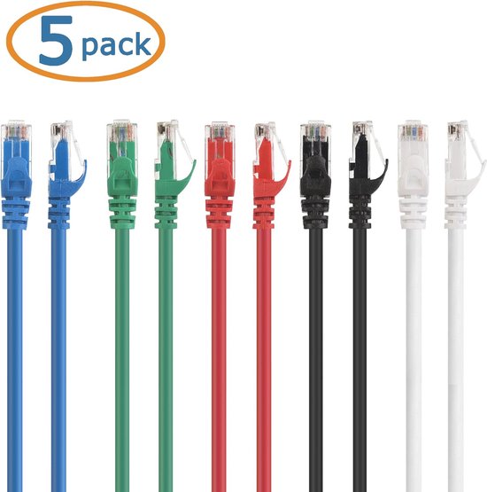 Cat6 Ethernet-kabel 0,3 meter met 5-kleuren combo voor optimaal kabelbeheer van CAT — afbeelding 2