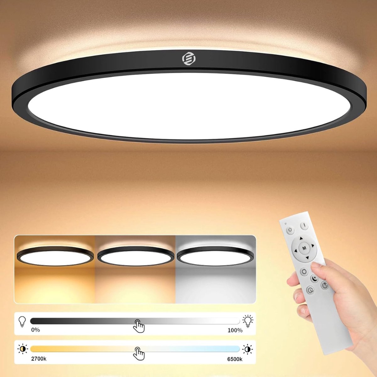 Equivera Plafonaire Lamp - Lamp - Plafond Lamp - Plafonnaire Lamp - Plafondlamp Zwart