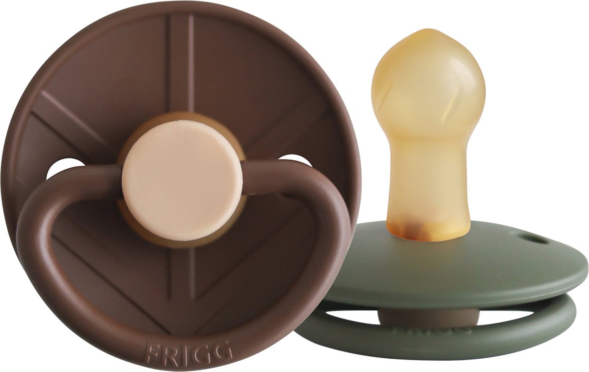 Goedkoopste FRIGG Little Viking Fopspeen - 0-6 Mnd - 2 stuks - Cocoa/Olive