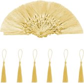 100 Pompons En Fil Soyeux Blancs Avec Boucle - Pour Bijoux, Décoration Et Loisirs Créatifs | 13 Cm - 7