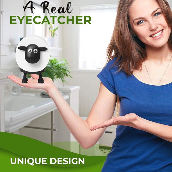 Set de porte-papier toilette drôle en forme de mouton – Décoration de salle de bain autoportante – Support de papier toilette 3D hilarant