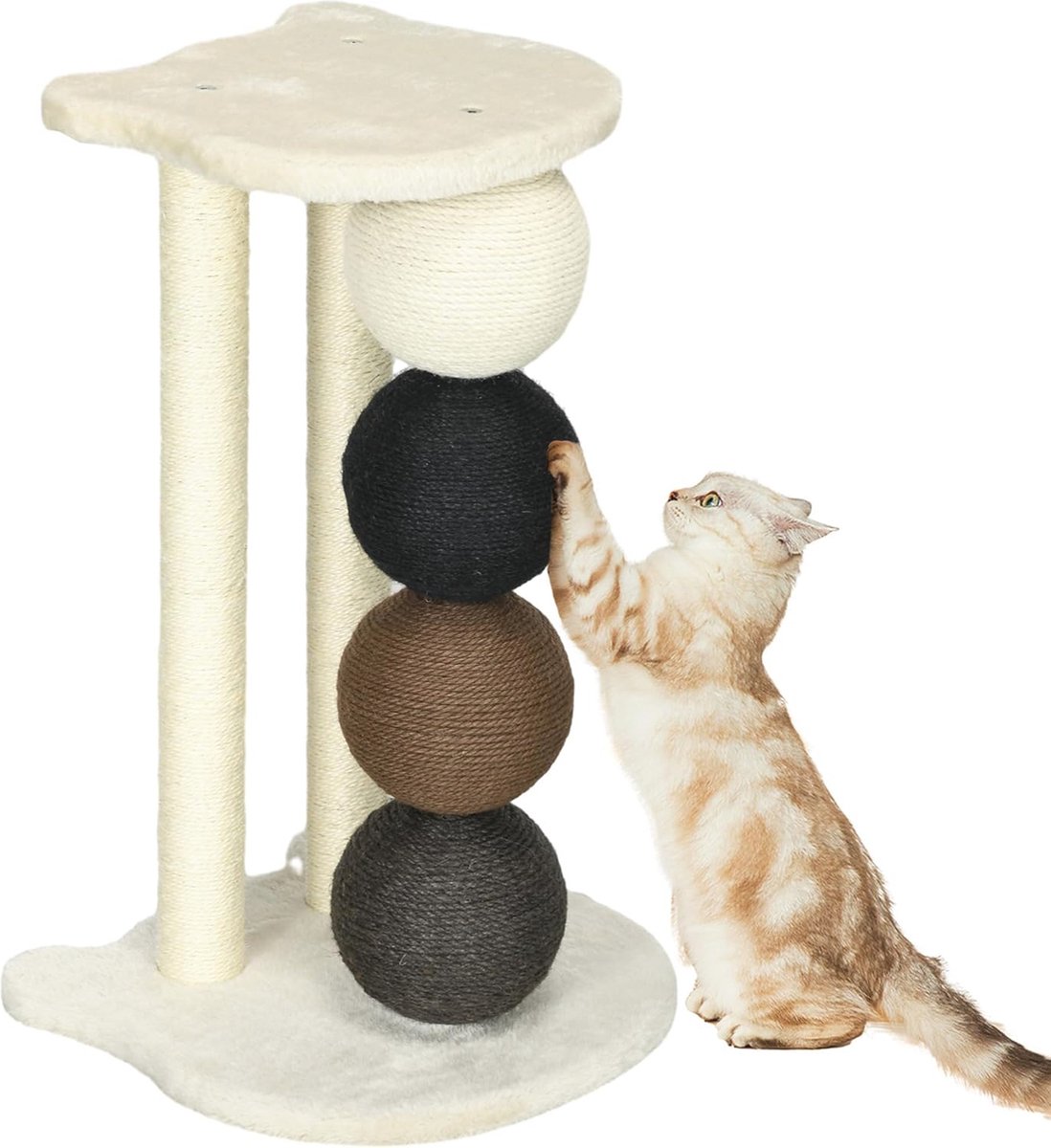 Goedkoopste Kattenkrabpaal met platform, 2 sisalpalen en 4 ballen - Perfect voor kattenverzorging
