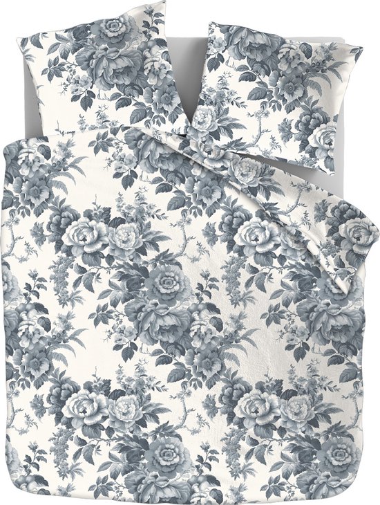 Katoenen Flanellen Dekbedovertrekset Indigo Flowers - 240x220 + 2*60x70cm van Merkloos — afbeelding 3