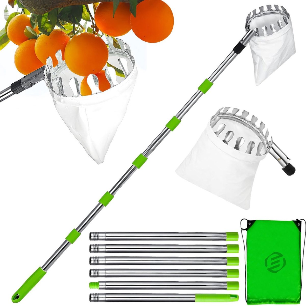 Equivera Appelplukker - Fruitplukker - Appel Plukker - Fruit Plukker - Fruitplukker met Steel - Appelplukker met Steel - Vluchtenplukker - Gemakkelijk fruit plukken!