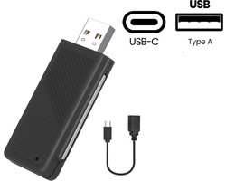 Provium Carplay Dongle - voor Apple Carplay en Android Auto - Draadloos - Draadloze verbinding voor o.a. iPhone en Samsung - USB en USB-C - met extra usb-c kabel - zwart