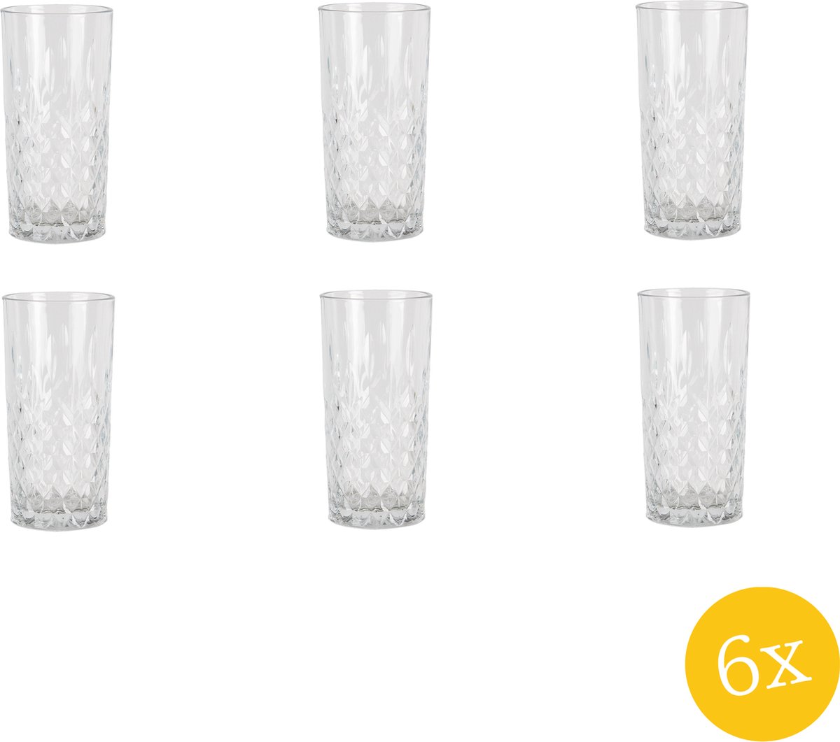 Clayre & Eef Waterglas set van 6 stuks 300 ml Glas Drinkbeker