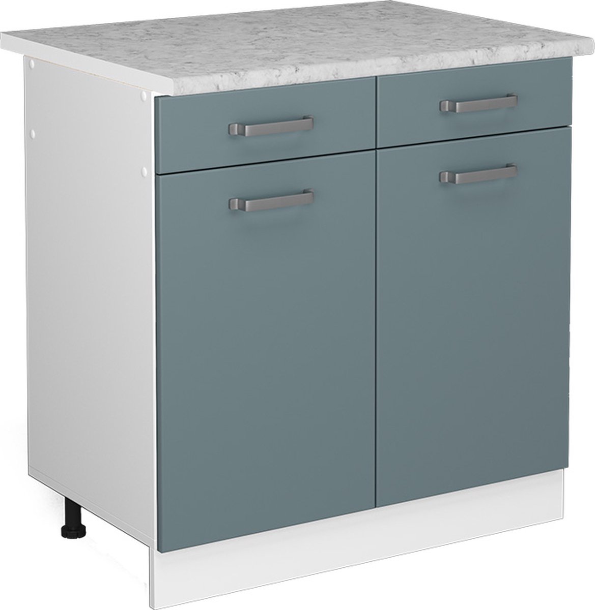 Vicco R-Line Universele onderkast – 80 cm met laden en deuren, met werkblad Blauw-grijs