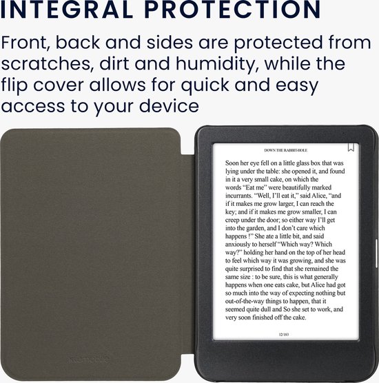 kwmobile e-reader hoesje geschikt voor Kobo Clara BW / Colour hoes - Ereader flip case met standaard - Kunstleren e reader cover - Kat Miauw design in grijs van Merkloos — afbeelding 5