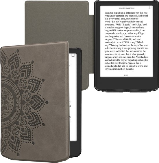 kwmobile e-reader hoesje geschikt voor Pocketbook Verse / Verse Lite / Verse Pro / Color / Vivlio Light/Light HD hoes - Ereader flip case met standaard - Kunstleren e reader cover - Opkomende Zon design in grijs van Merkloos — afbeelding 3