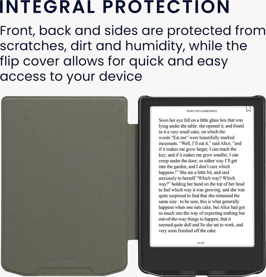 kwmobile e-reader hoesje geschikt voor Pocketbook Verse / Verse Lite / Verse Pro / Color / Vivlio Light/Light HD hoes - Ereader flip case met standaard - Kunstleren e reader cover - Opkomende Zon design in grijs van Merkloos — afbeelding 2