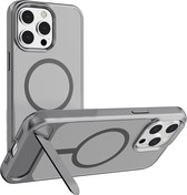 Dos en PC dur résistant aux chocs/bords souples | Convient pour : iPhone 13 - Coque arrière avec support | Compatible avec MagSafe - Grijs