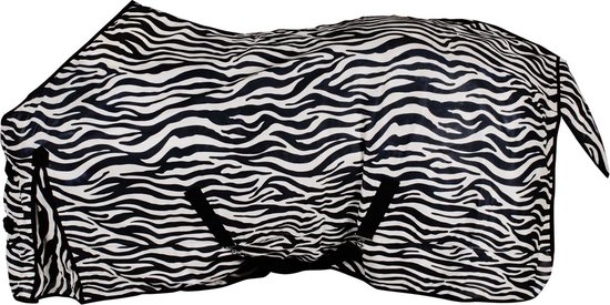 Paardendeken met zebraprint in zwart en wit.