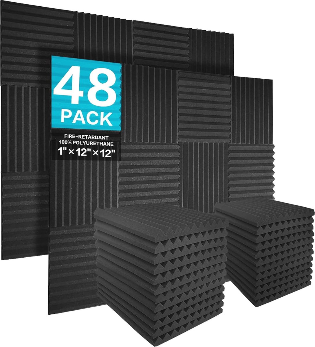 48 stuks akoestische panelen voor optimale geluiddemping in studio's en kantoren