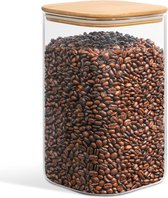 Récipients de conservation des aliments en verre de 160 oz, contenants de farine et de sucre en verre de 1 gallon avec couvercles hermétiques, grands bocaux en verre carrés avec couvercles en bambou pour le riz, les pâtes, l'avoine, les céréales,