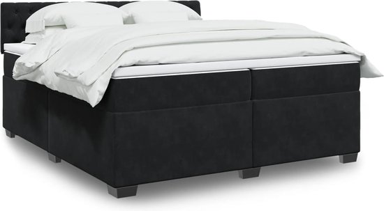 vidaXL - Sommier tapissier - avec - matelas - velours - noir - 200x200 - cm