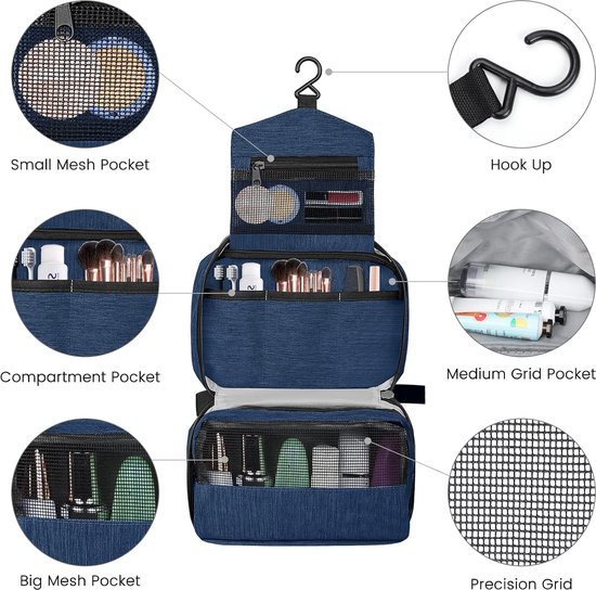 Inovra ® Trousse de toilette spacieuse pour femmes et hommes - Trousse de maquillage de voyage avec option de suspension et sacs Extra