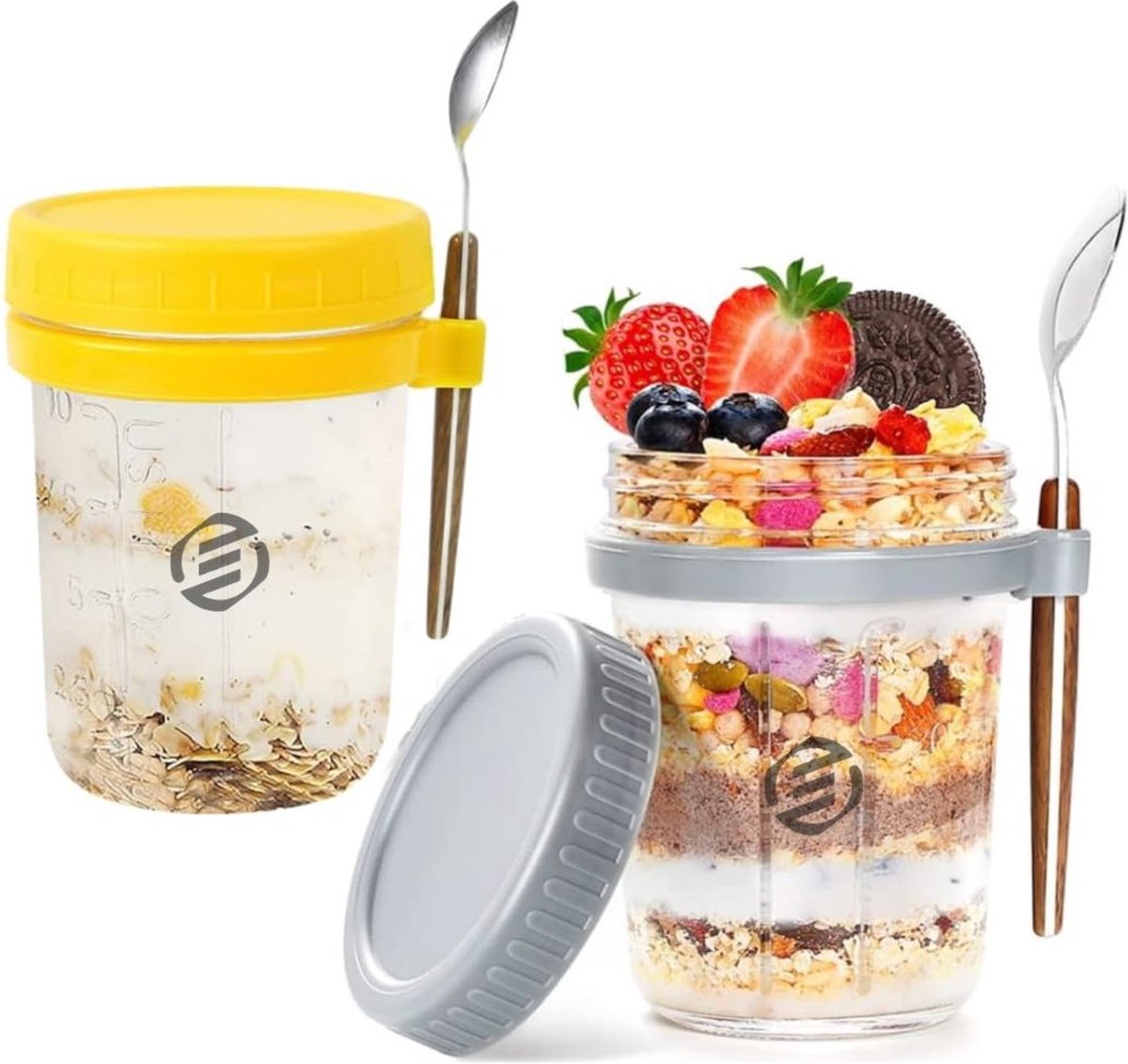 Equivera Overnight Oats Potjes - Muesli Beker - Mason Jar - Havermout - Set - Must have voor jouw ontbijt