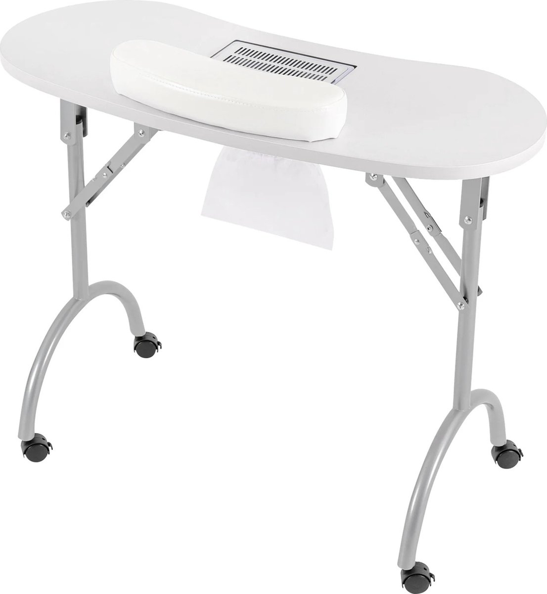 Whoopr® Opvouwbare Nageltafel met Wielen - Inklapbaar - Tafel Nagelsalon - Multifunctionele Draagbare Manicure Tafel met MDF Tafelblad voor Thuis en Nagelstudio's - 90x40x72,5 cm Wit