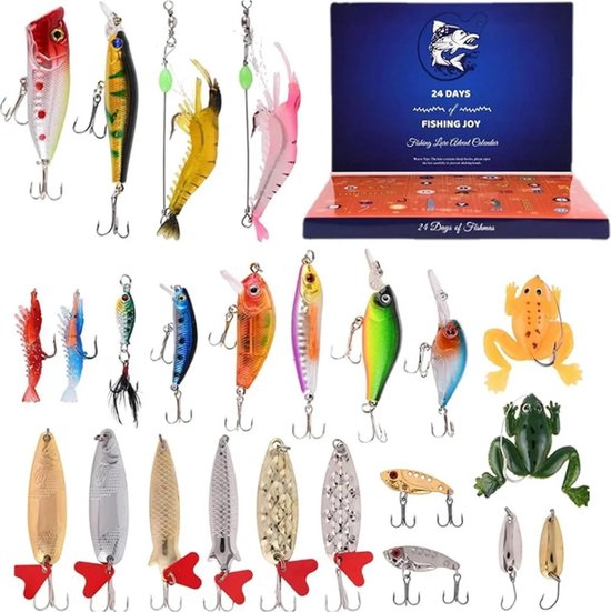 Foto: Fishfest adventskalender 2024 visaccessoires 24 visspullen voor alle leeftijden kerstcadeau sinterklaascadeau