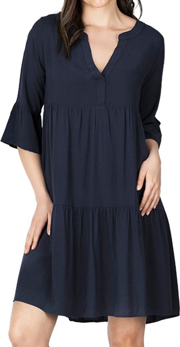 DENIMFY Dames Jurk DFFrida regular fit Blauw M/L V Hals Volwassenen
