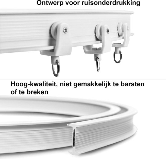 Verborgen Gordijnrail Aluminium Kamerverdeler Plafondrail Voor Gordijnen Ingebouwde Schuifgordijnrail Metaal Verzonken Gordijnroede (Kleur: Wit, Maat: 5m/16.4ft(1.25m*4