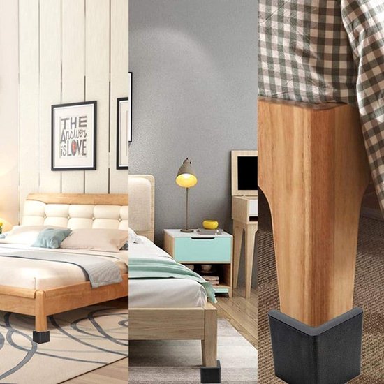 4pcs Bed Risers - Corner Fixed Casters - Chair Height Raisers - Couch ...