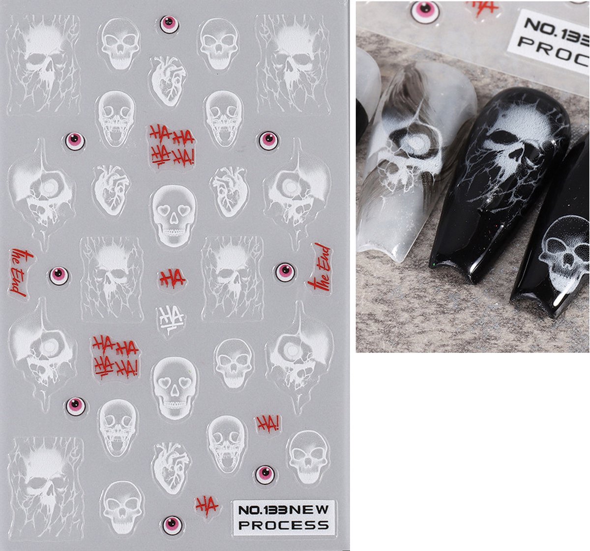 Elysee Beauty - Halloween nagelstickers - 6 vellen - Zelfklevend nageldecoratie - skull, scream, scary design stickers - Nail art tools for DIY manicure — cadeau in Hobby - foto 5