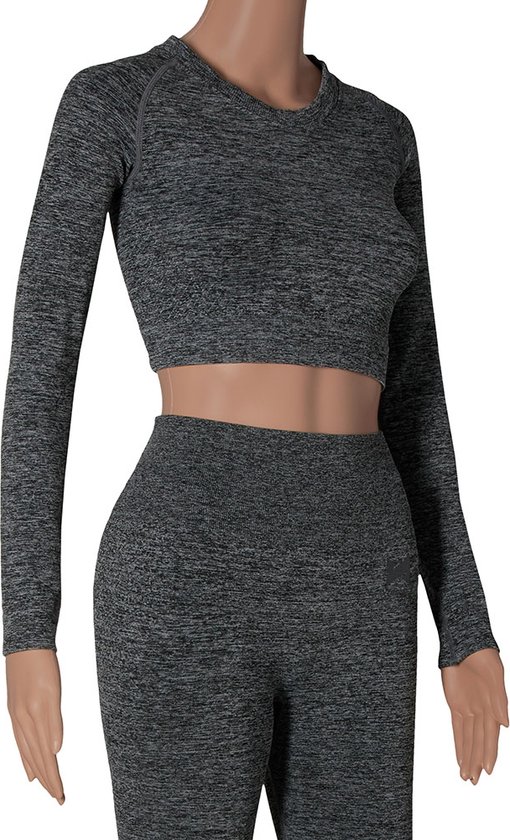Xtreme - Ensemble de sport femme - Legging/Crop Top - Anthracite - M - Leggings de sport - Crop top de Sport