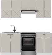 Vicco Fame-Line Complete keukeneenheid – 200 cm zonder werkblad Grijs/beige/wit